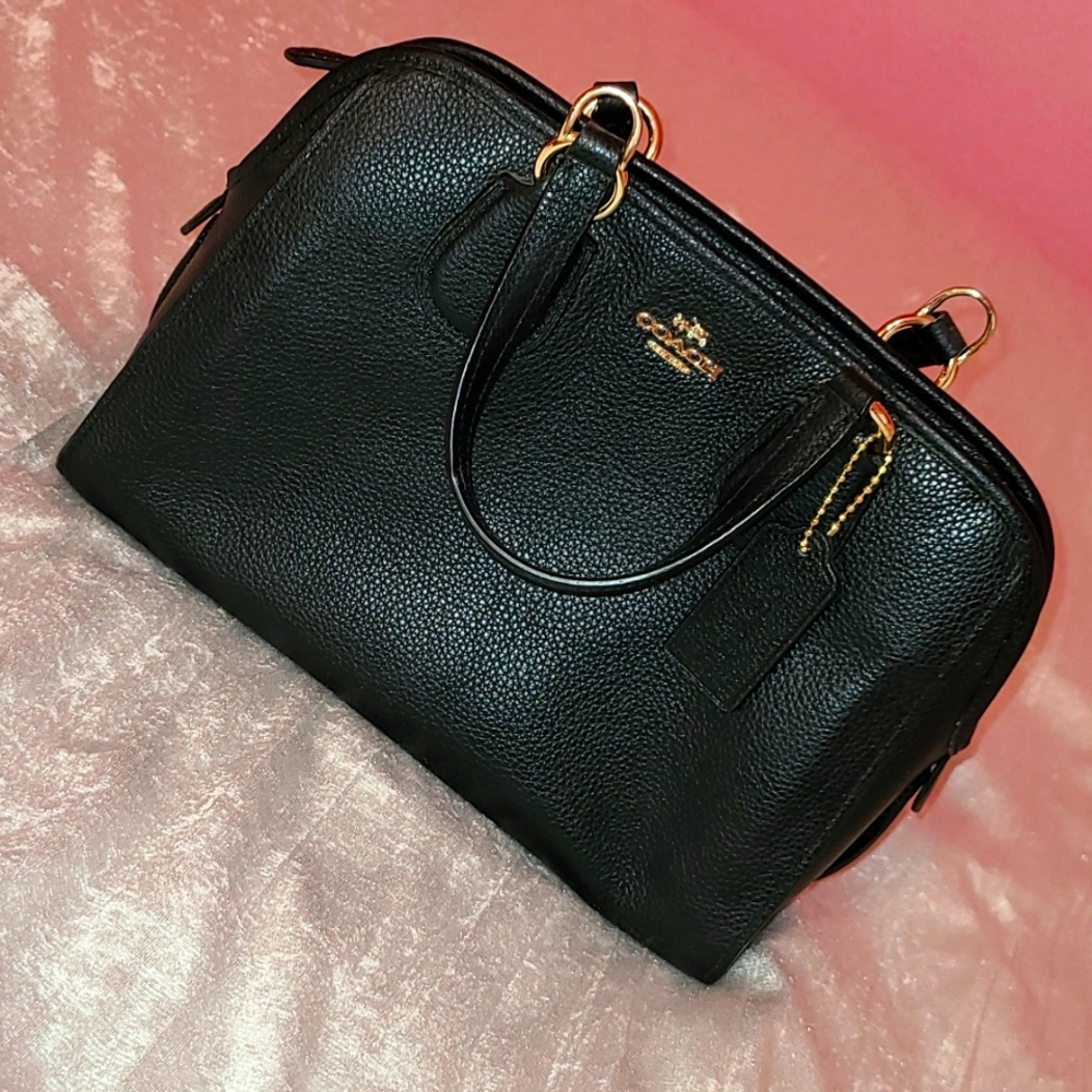 Coach Mini Nolita Satchel Crossbody, Pebble Leather Black